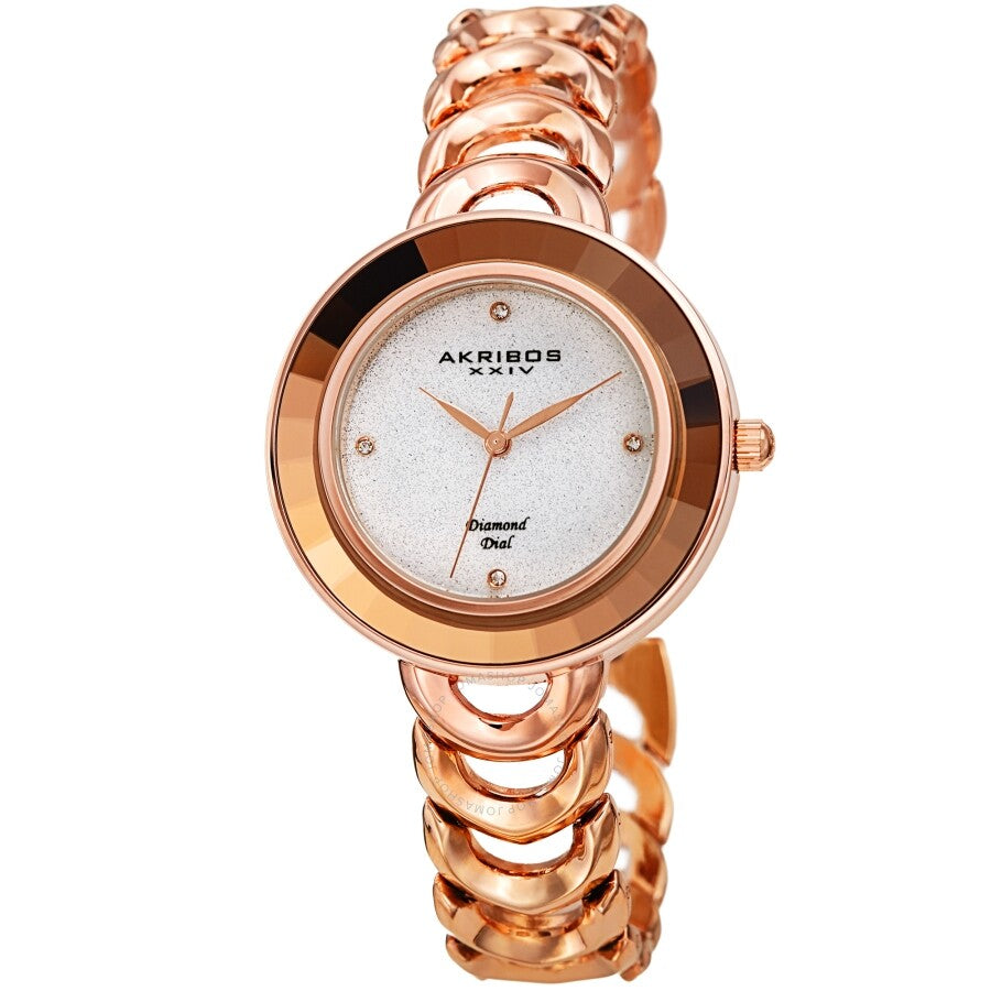 Akribos XXIV Quartz Diamond Silver Dial Ladies Watch AK1088RG - Dawson Watches