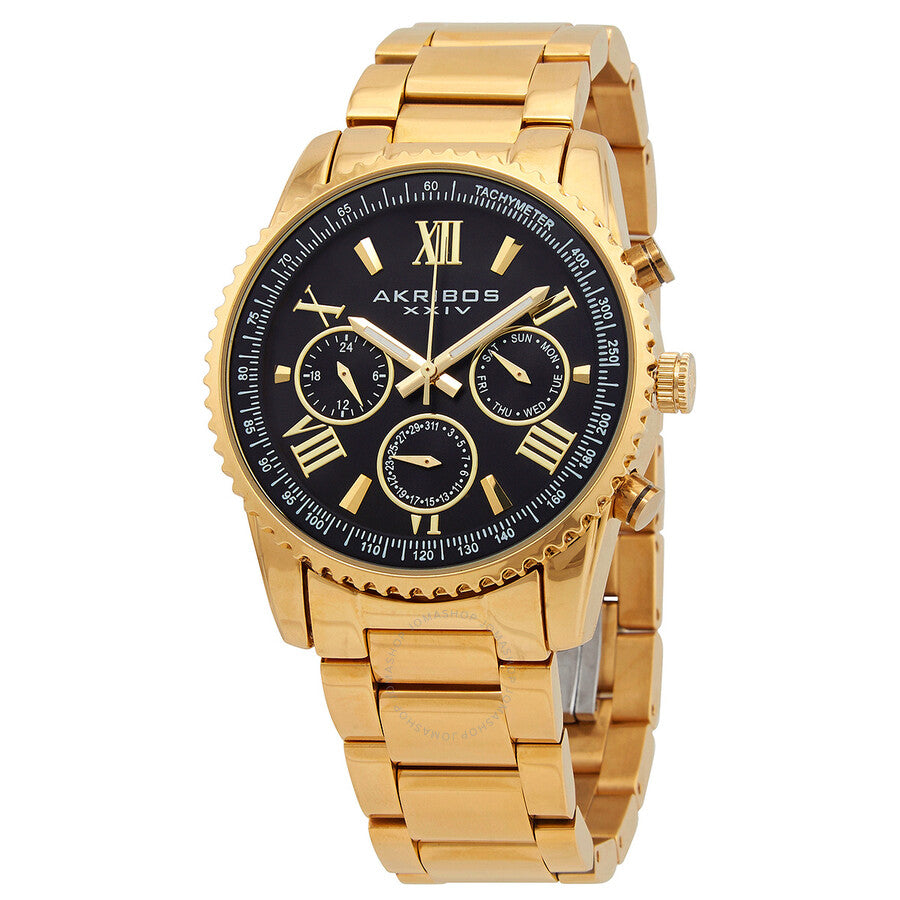 Akribos XXIV Quartz Black Dial Men's Watch AK1099YGB - Dawson Watches