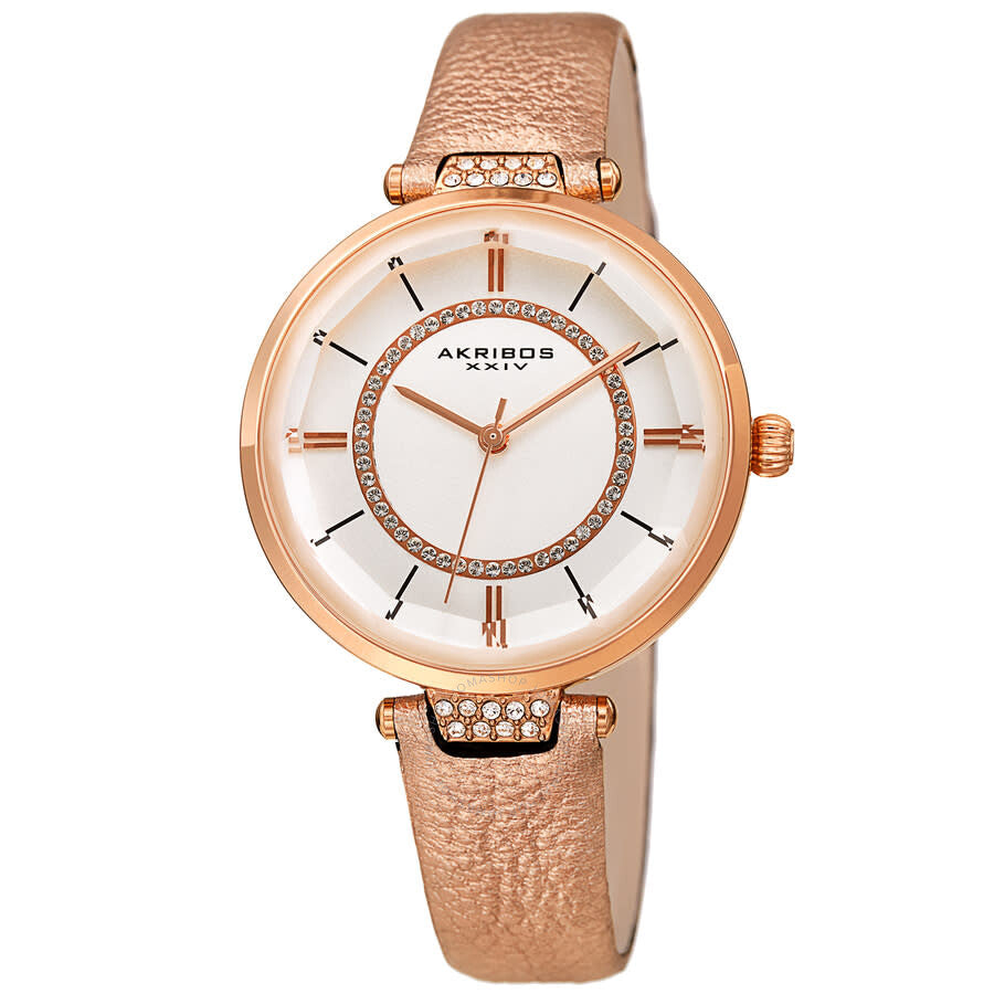Akribos XXIV Quartz White Dial Ladies Watch AK1116PK - Dawson Watches