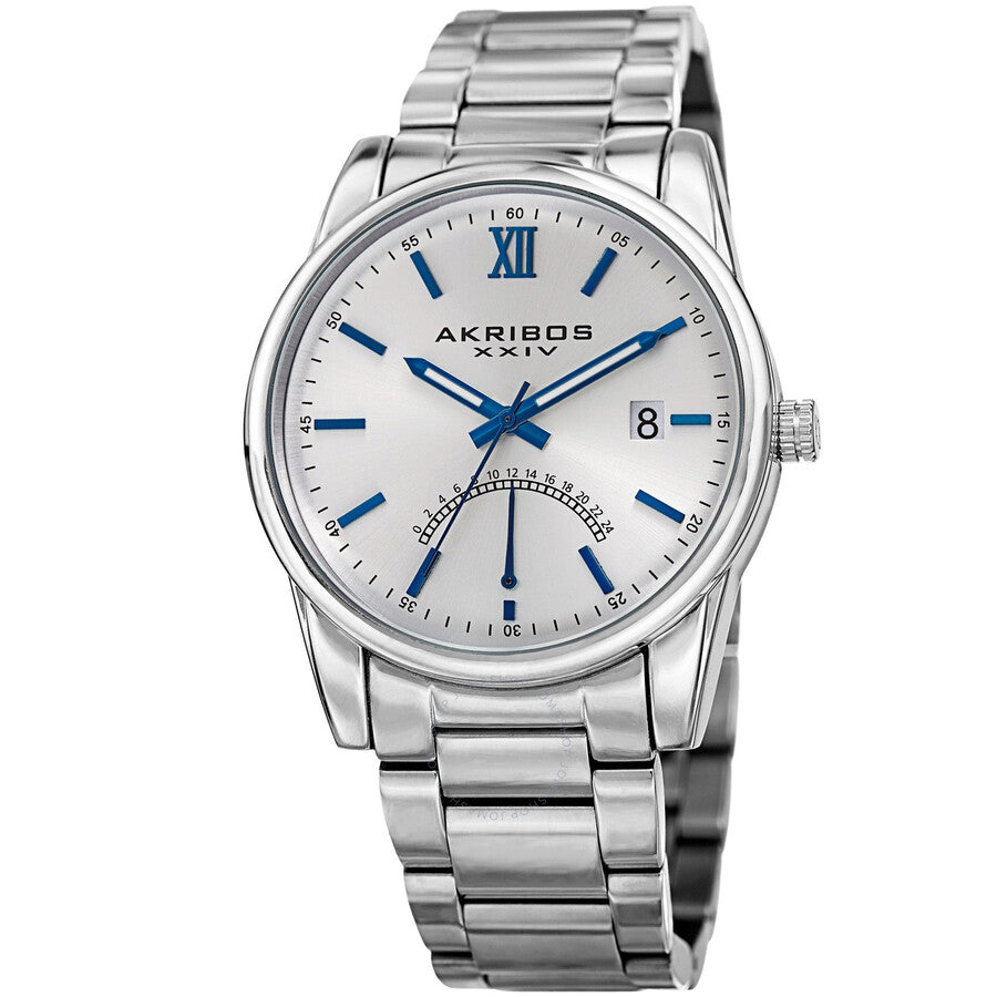 Akribos XXIV Silver Dial Stainless Steel Men's Watch AK962SS - Dawson Watches