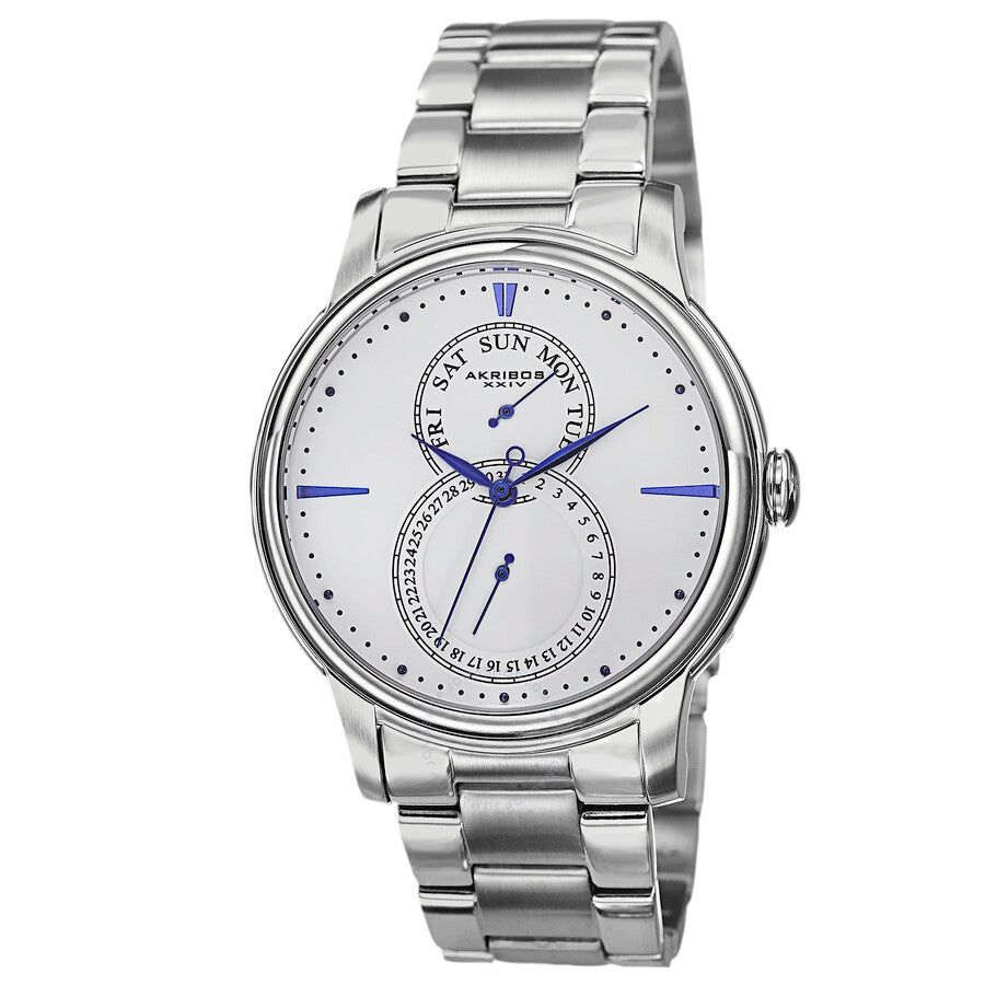 Akribos XXIV White Dial Stainless Steel Men's Watch AK728SSW - Dawson Watches