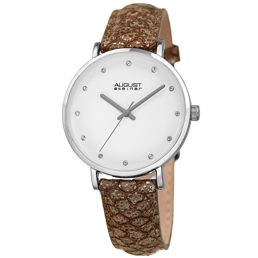 August Steiner Quartz Crystal White Dial Ladies Watch AS8258SS - Dawson Watches