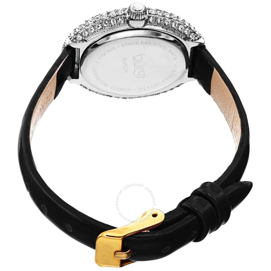 Burgi Crystal Black Dial Black Leather Ladies Watch BUR234BK - Dawson Watches #4