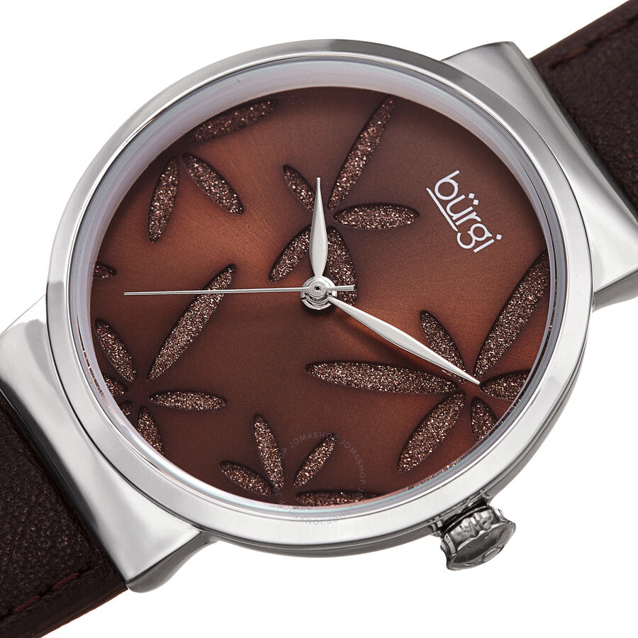 Burgi Sparkling Flower Quartz Brown Dial Ladies Watch BUR191BR - Dawson Watches #2