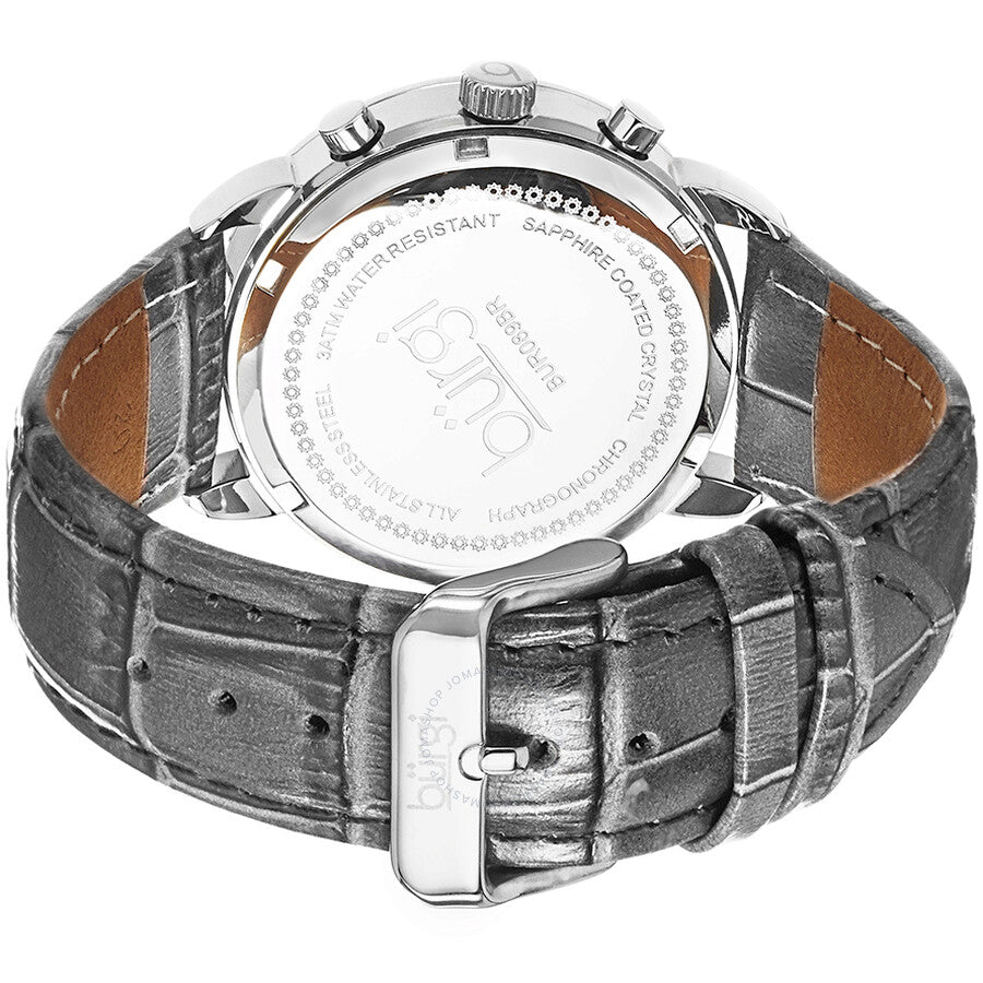 Burgi Crystal Chronograph Grey Leather Mother of Pearl Dial Ladies Watch BUR089GY - Dawson Watches #3