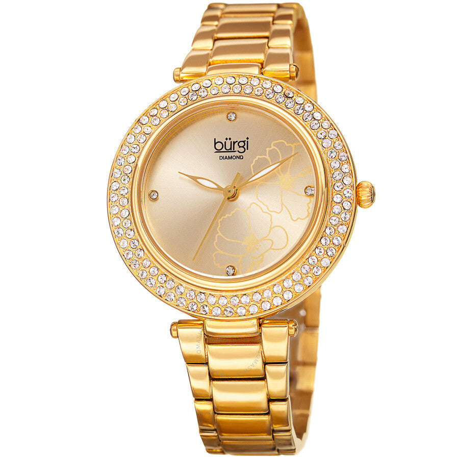 Burgi Flower Marker Diamond Crystal Ladies Watch BUR179YG - Dawson Watches