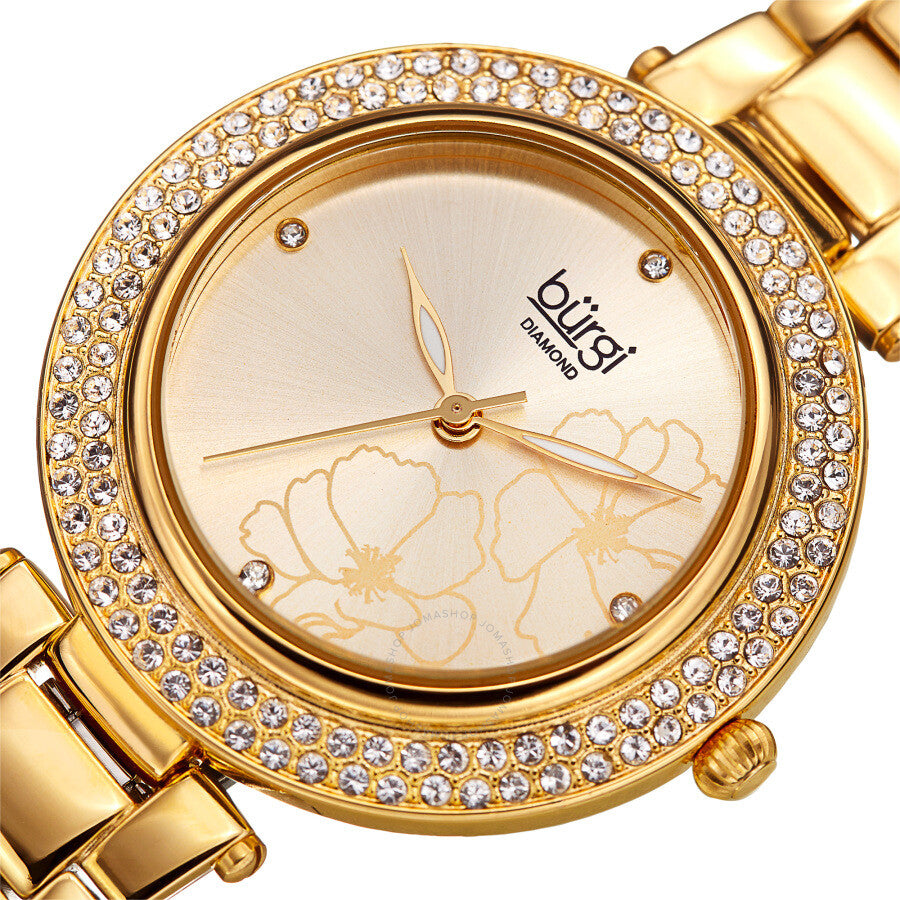 Burgi Flower Marker Diamond Crystal Ladies Watch BUR179YG - Dawson Watches #2