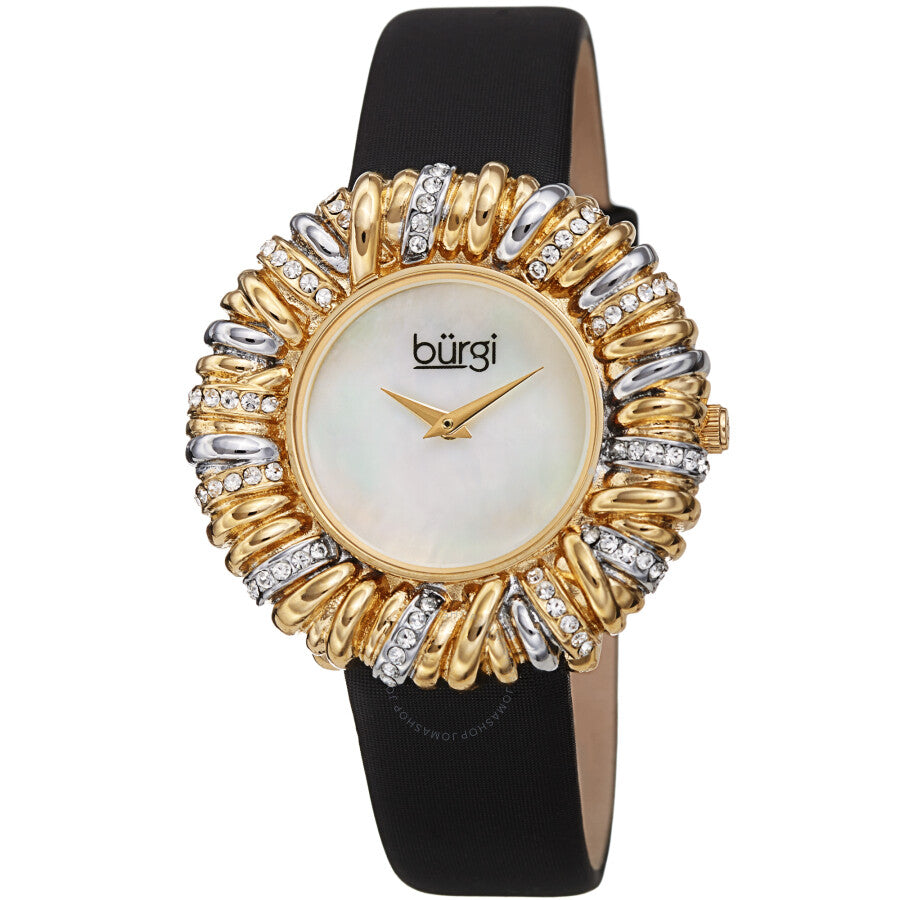 Burgi Twisted Bezel Quartz Crystal White Dial Ladies Watch BUR255BK - Dawson Watches