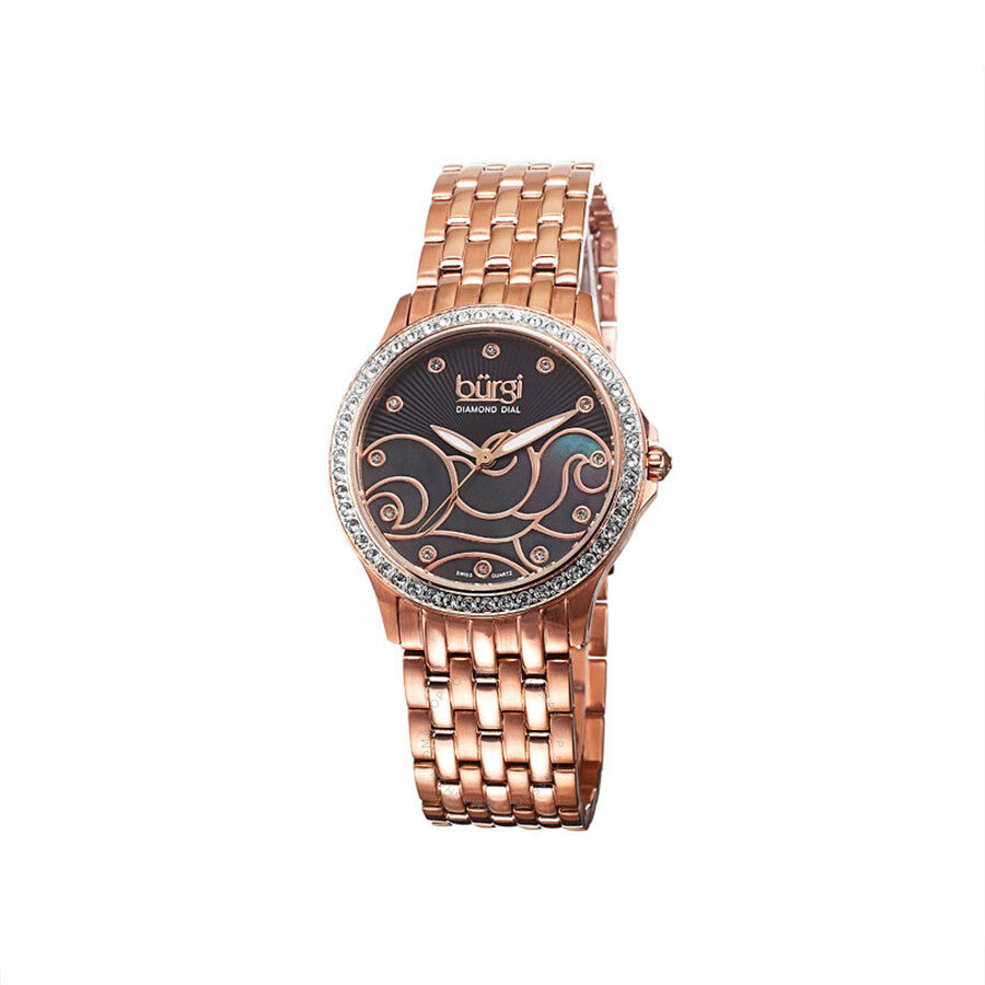Burgi Wave Pattern Quartz Diamond Ladies Watch BUR081RG - Dawson Watches