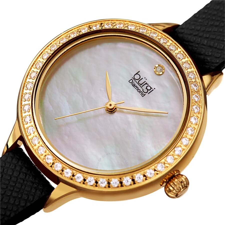 Burgi Diamond White Mother of Pearl Dial Ladies Watch BUR224BK - Dawson Watches #2