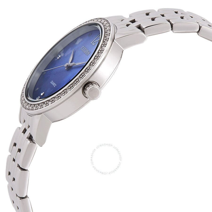 Citizen Quartz Crystal Blue Mother of Pearl Dial Ladies Watch EL3100-55N - The Watches Men & Co #2
