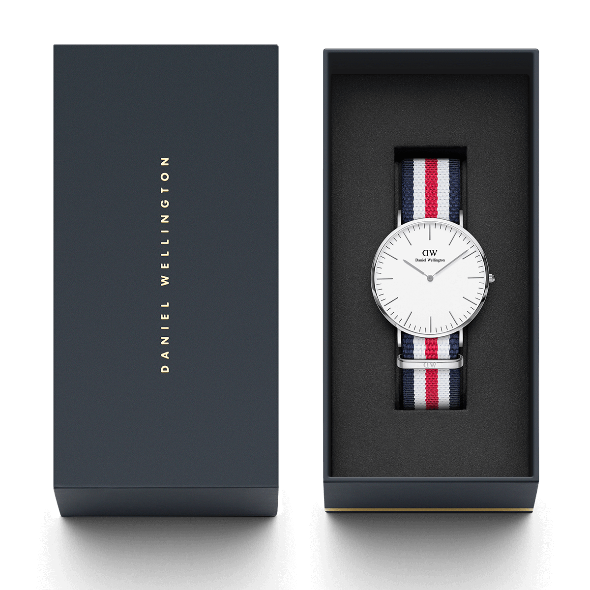 Daniel Wellington Canterbury 40mm White Dial Tricolour Nylon Strap Men's Watch - DW00100016