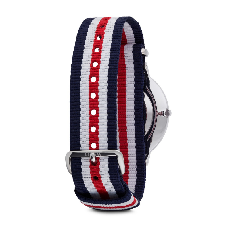 Daniel Wellington Canterbury 40mm White Dial Tricolour Nylon Strap Men's Watch - DW00100016