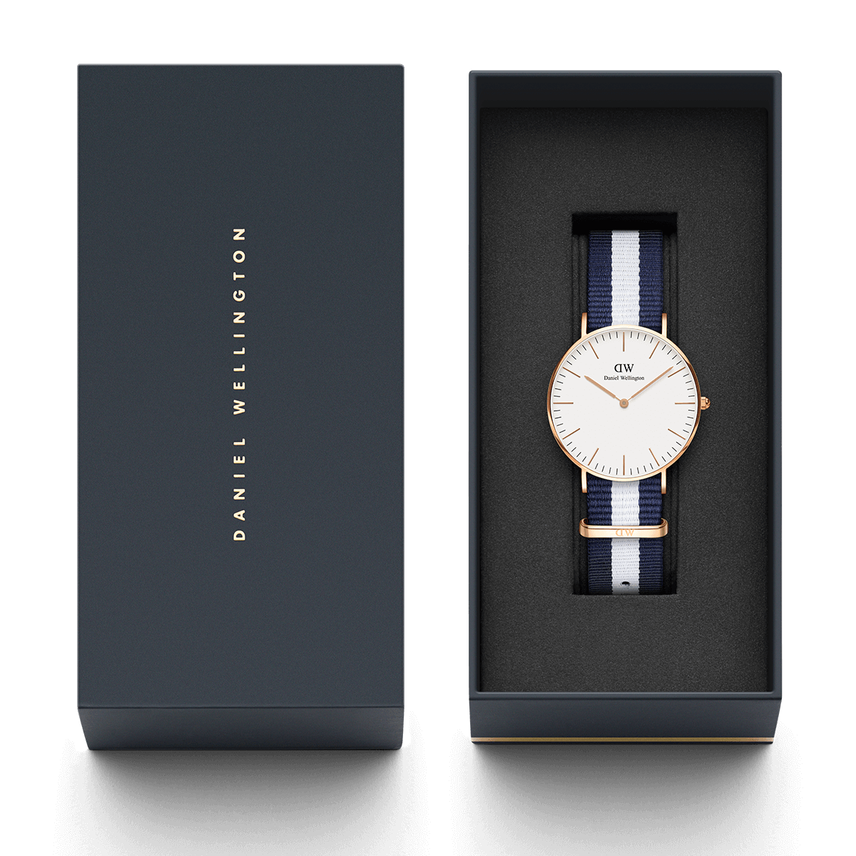 Daniel Wellington Glasgow 36mm White Dial Blue and White Nylon Strap Women's Watch - DW00100031