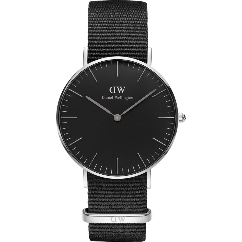 Daniel Wellington Cornwall 36mm Silver Bezel Black Nylon Strap Women's Watch - DW00100151