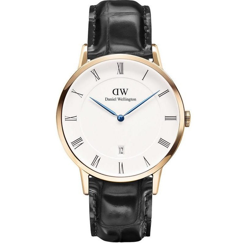 Daniel Wellington Dapper Reading 38mm White Dial Black Genuine Leather Men's Watch - DW00100107