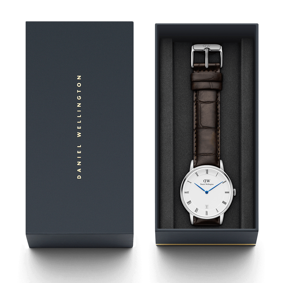 Daniel Wellington Dapper York 38mm White Dial Black Genuine Leather Men's Watch - DW00100089
