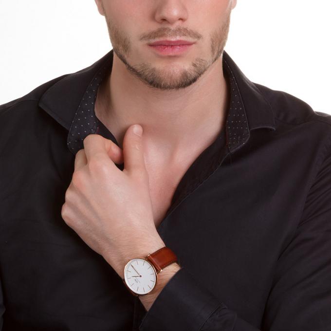Daniel Wellington St Mawes 40mm White Dial Brown Genuine Leather Men's Watch - DW00100006