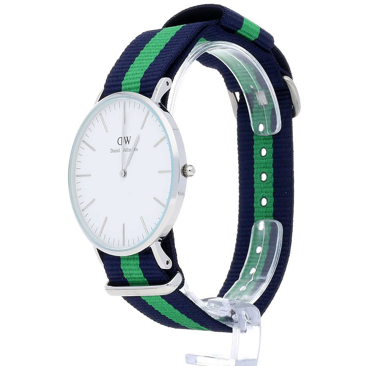 Daniel Wellington Warwick 40mm White Dial Blue and Green Nylon Strap Men's Watch - DW00100019