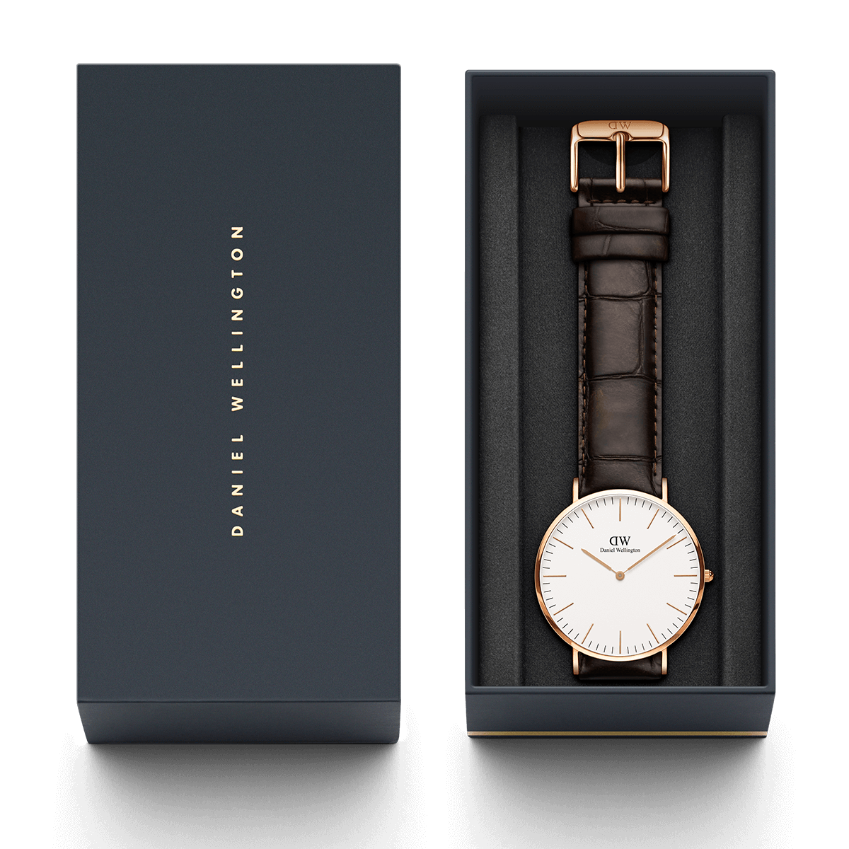 Daniel Wellington York 40mm White Dial Dark Brown Genuine Leather Watch - DW00100011