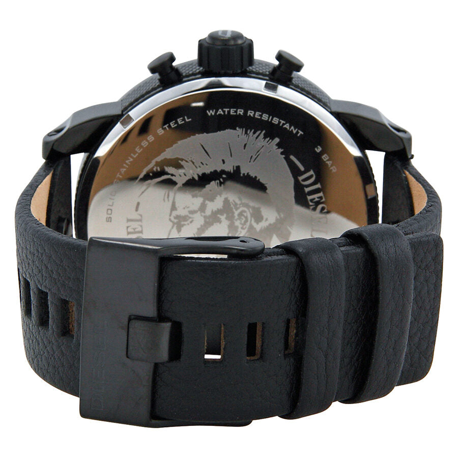 Diesel Bad Ass Chronograph Blue Dial Black Leather Men's Watch #DZ7257 - The Watches Men & CO #3