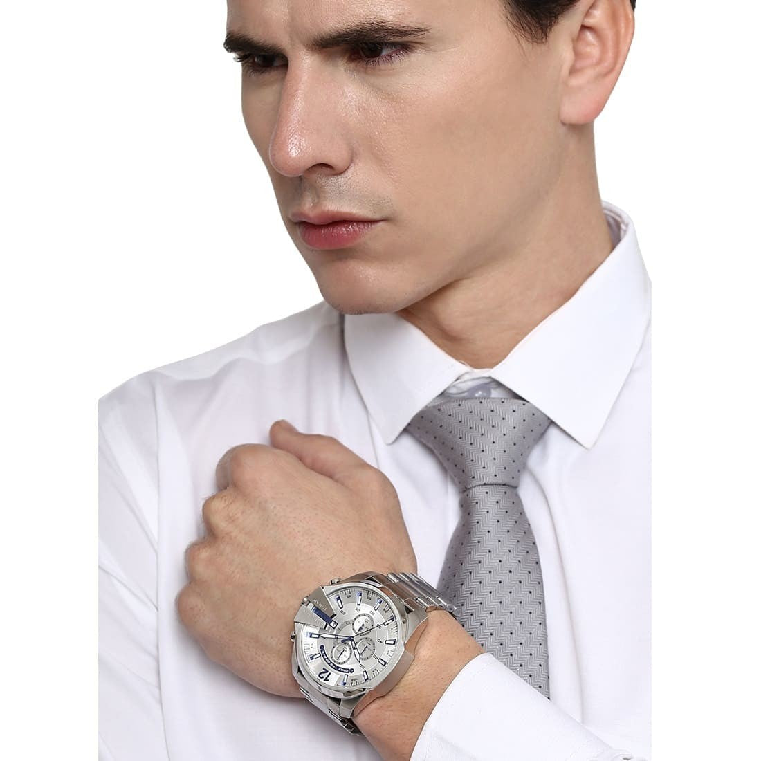 Diesel Mega Chief Chrono Silver Men's Watch DZ4477 - The Watches Men & CO #6