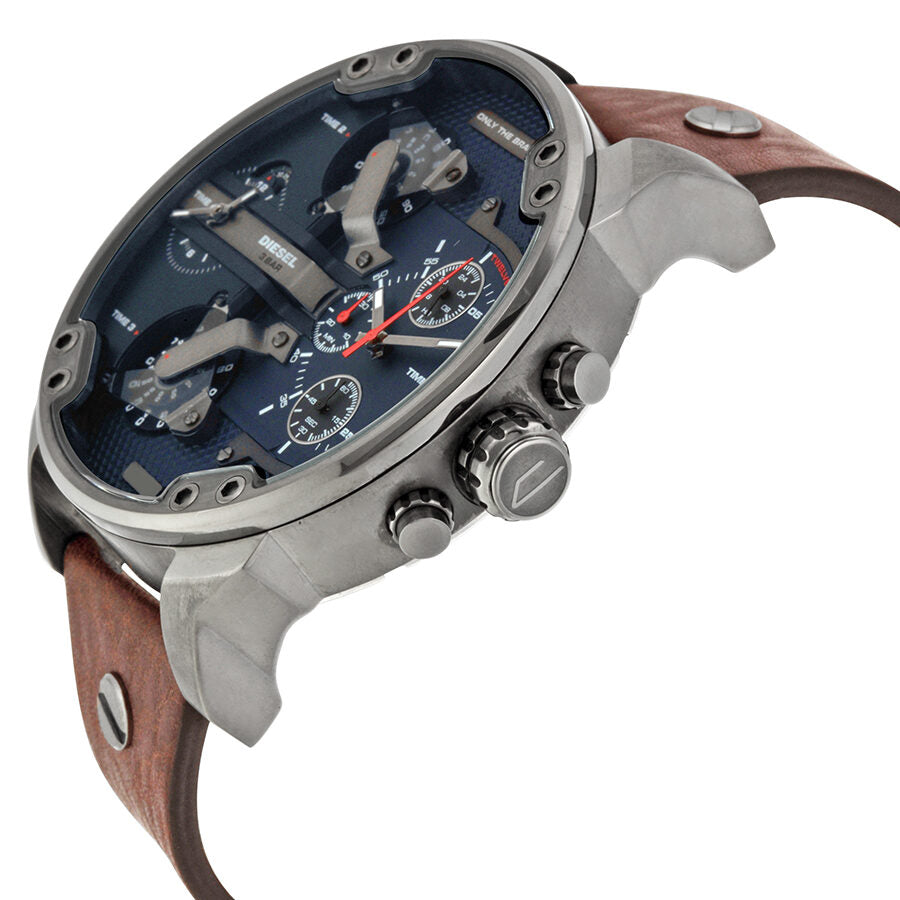 Diesel Mr Daddy Dual Time Chronograph Navy Blue Dial Men's Watch #DZ7314 - The Watches Men & CO #2
