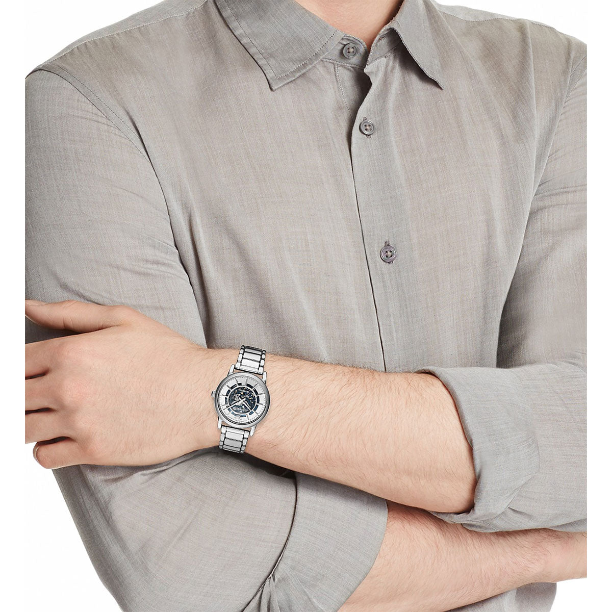 Emporio Armani Automatic Silver Skeleton Dial Men’s Watch AR60006 - Watch