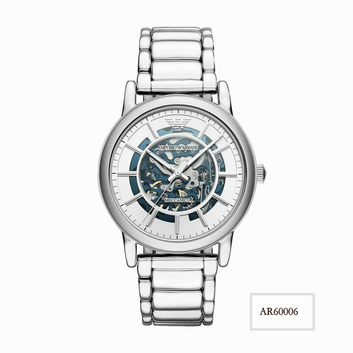 Emporio Armani Automatic Silver Skeleton Dial Men’s Watch AR60006 - Watch