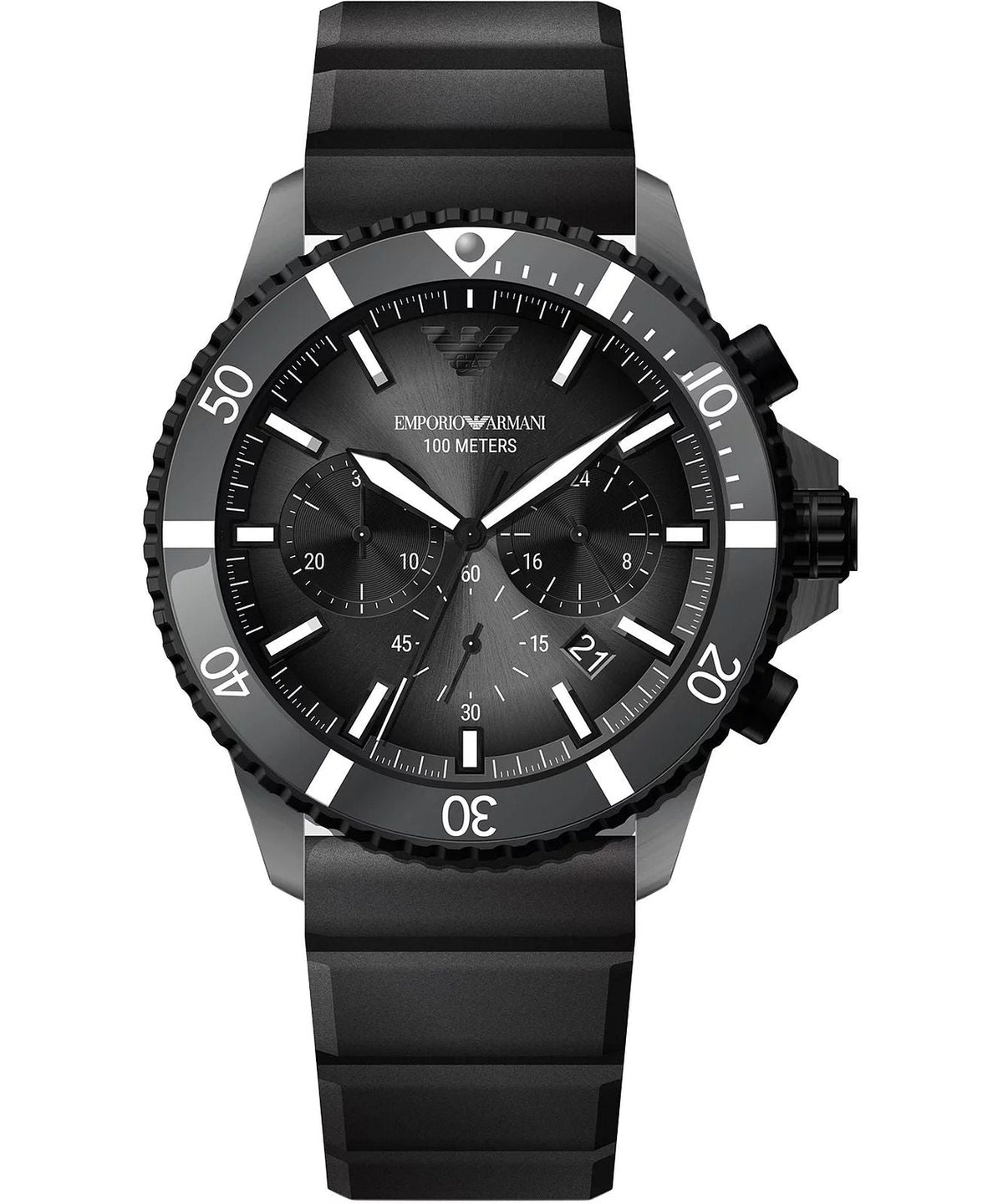 Emporio Armani Chronograph Black Silicone Men's Watch  AR11515 - The Watches Men & CO