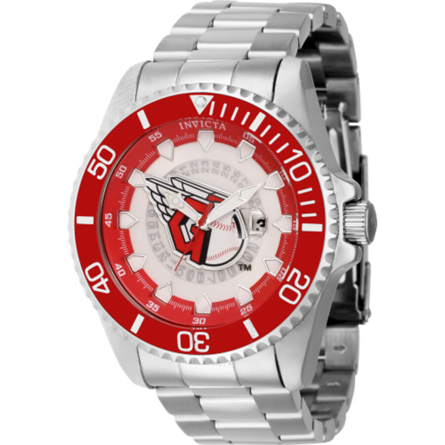 Invicta MLB Cleveland Guardians Quartz White Dial Men's Watch 43461 - The Watches Men & Co