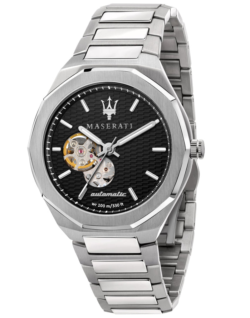 Maserati Stile Silver Automatic Black Dial Men's Watch  R8823142002 - The Watches Men & CO