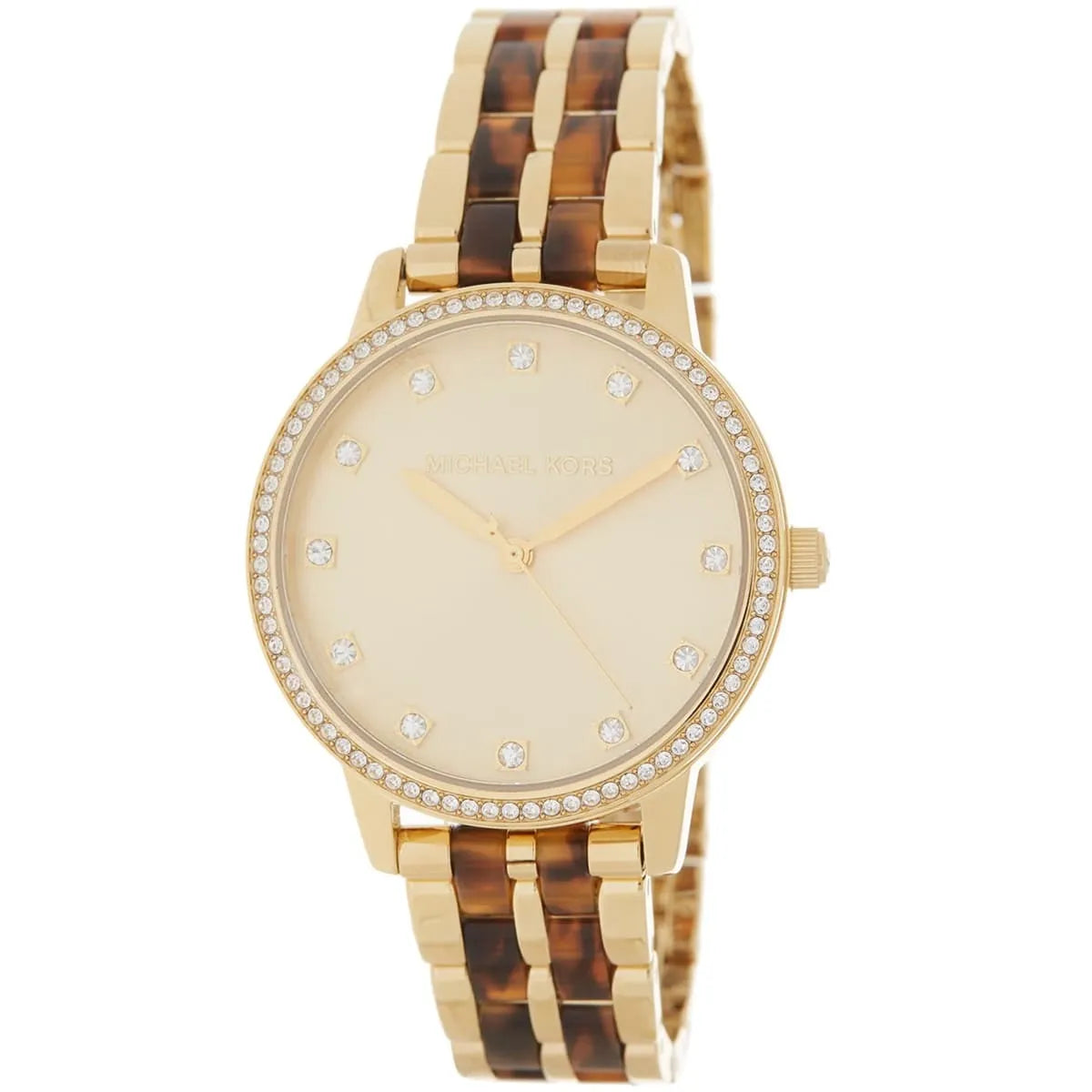 Michael Kors Melissa Gold Sunray Dial Gold Tortoiste Acetate Women's Watch - MK4395