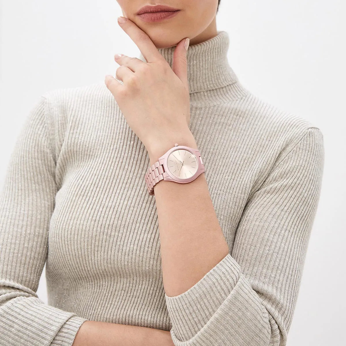 Michael Kors Slim Runway Pink Aluminum Women's Watch - MK4456