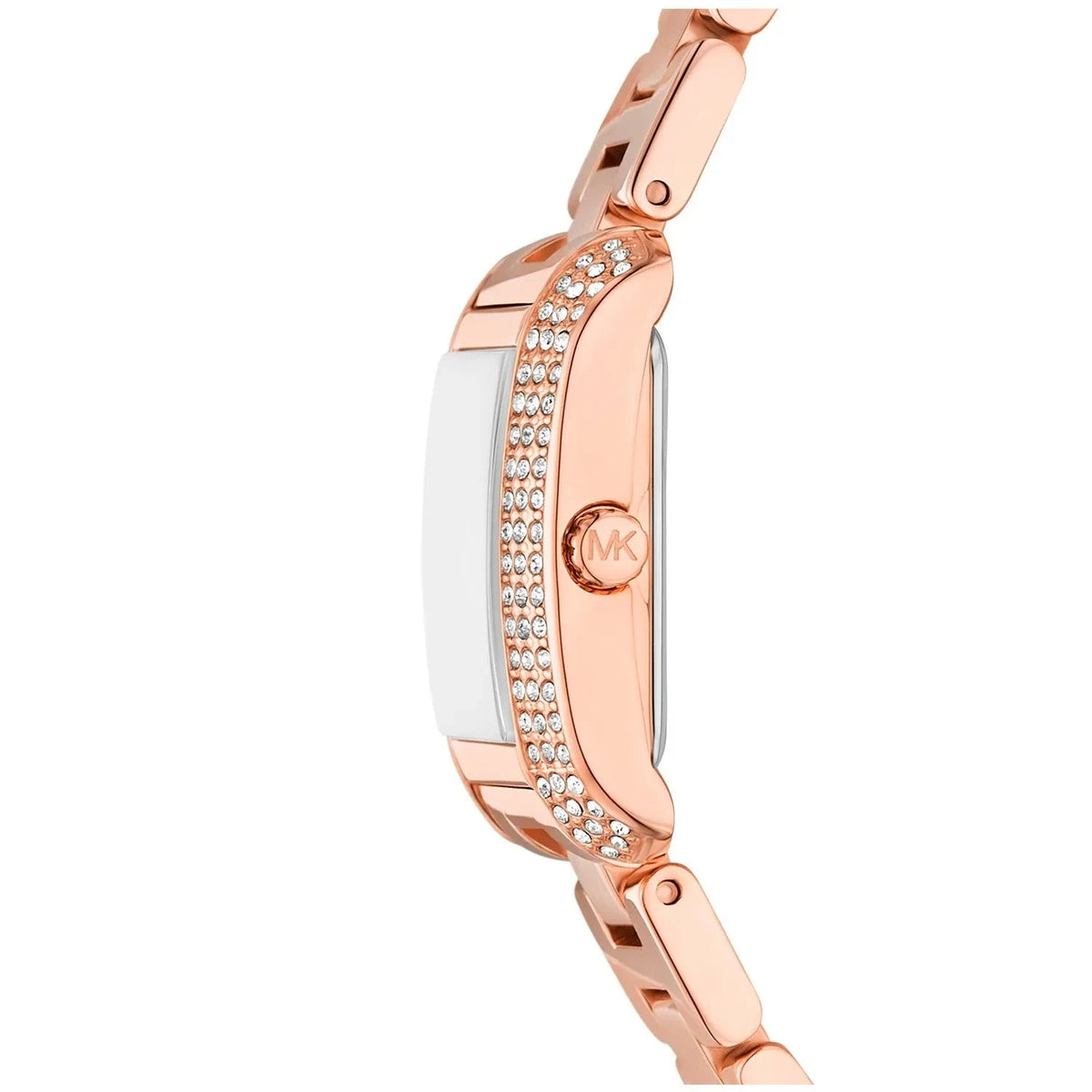 Michael Kors Mini Emery Pavé Rectangular Green MOP Dial Rose Gold Women's Watch - MK4868