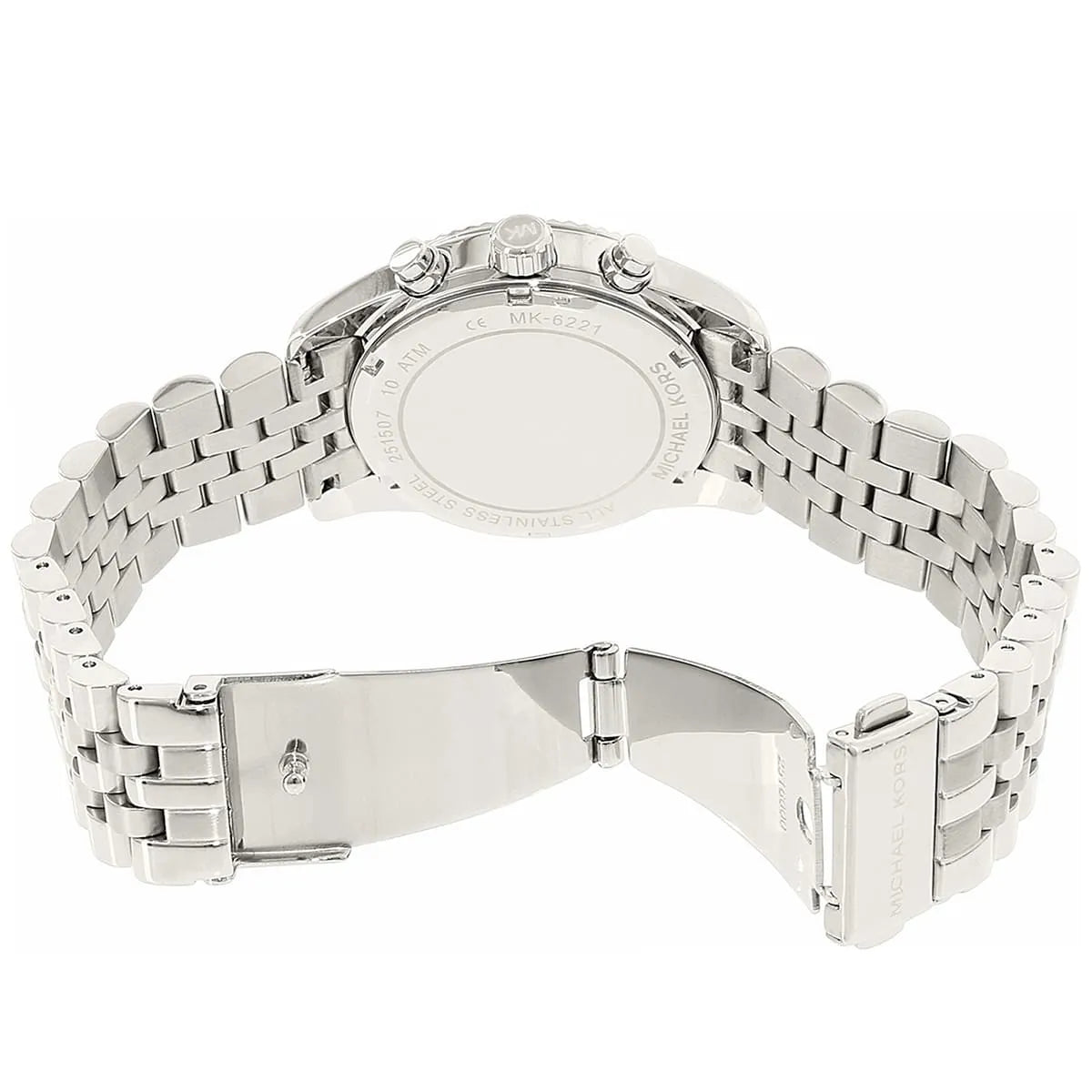 Michael Kors Lexington Chronograph Orange Dial Silver Watch - MK6221