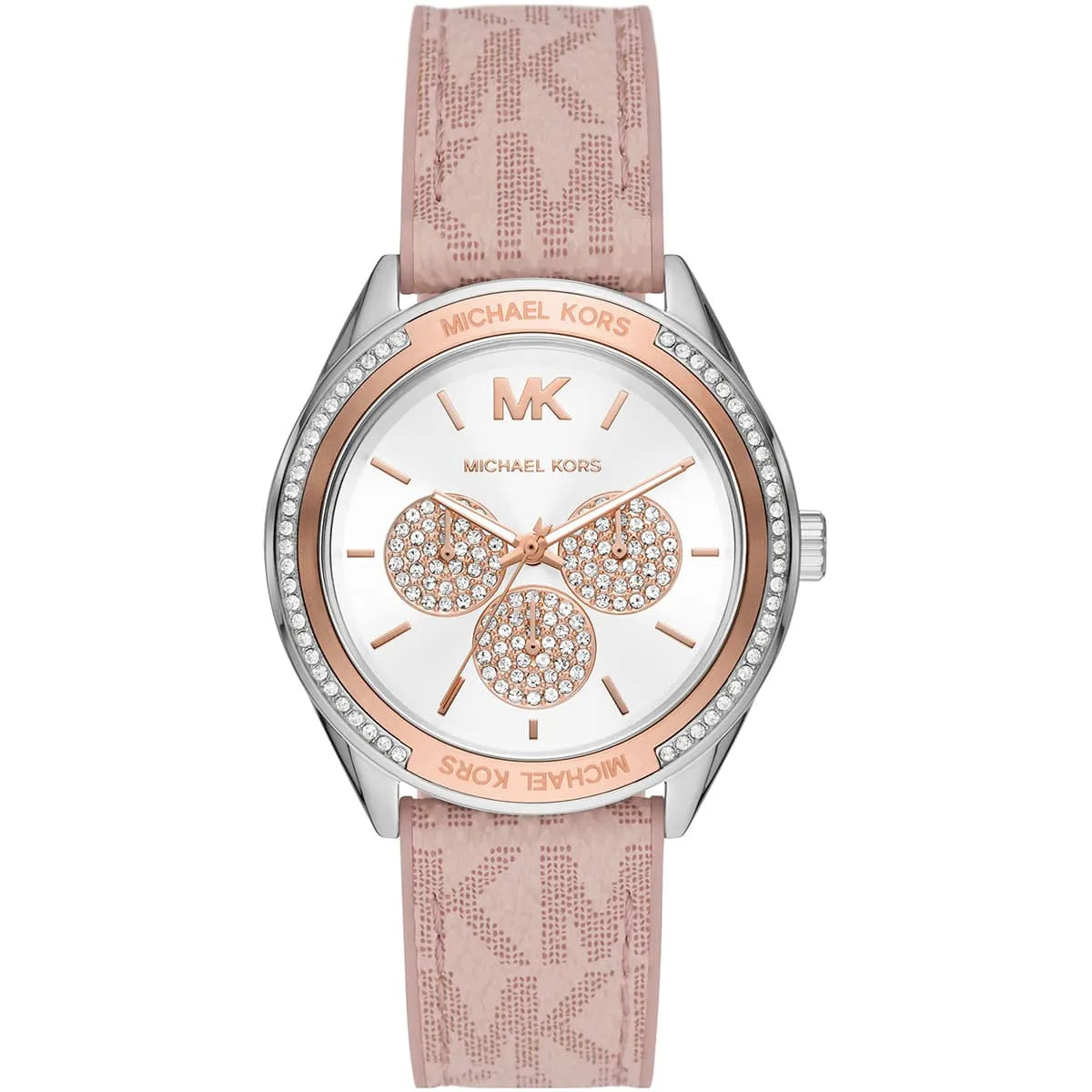 Michael Kors Jessa Multifunction Pink Silicone and Leather Strap Women's Watch - MK7206