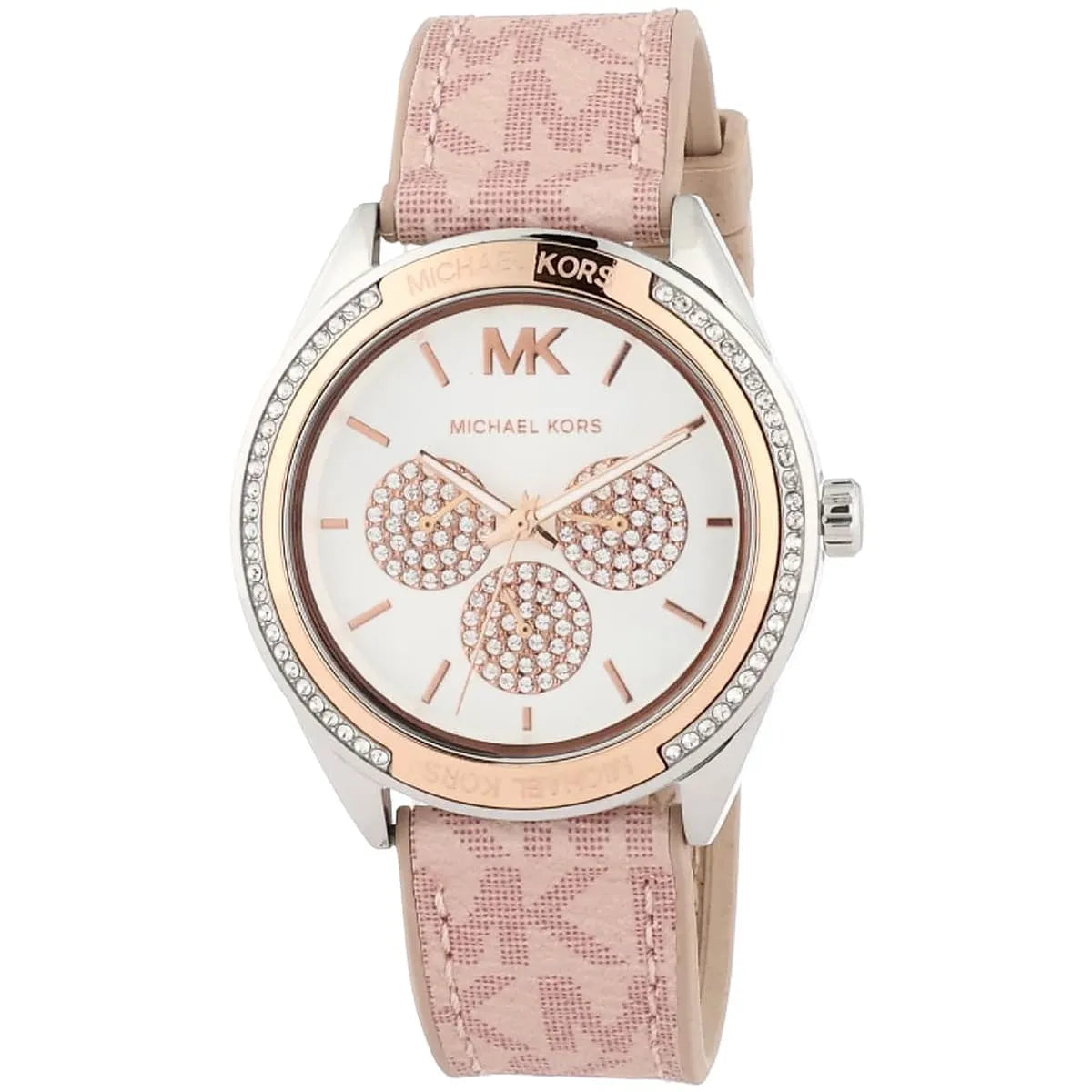 Michael Kors Jessa Multifunction Pink Silicone and Leather Strap Women's Watch - MK7206