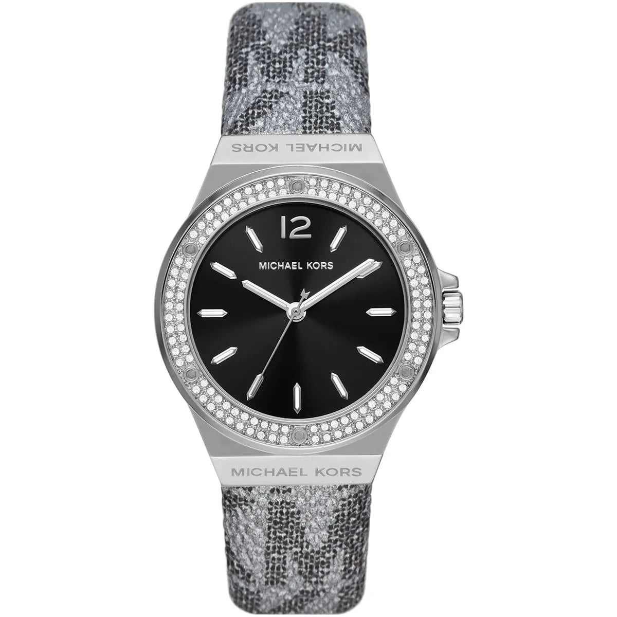 Michael Kors Lennox Pavé Black Dial Silver Genuine Leather Women's Watch - MK7309