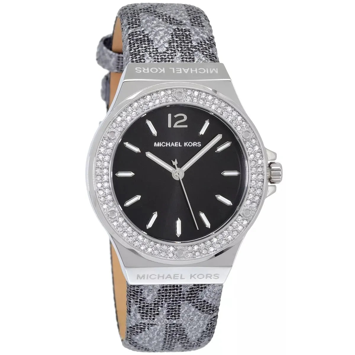 Michael Kors Lennox Pavé Black Dial Silver Genuine Leather Women's Watch - MK7309