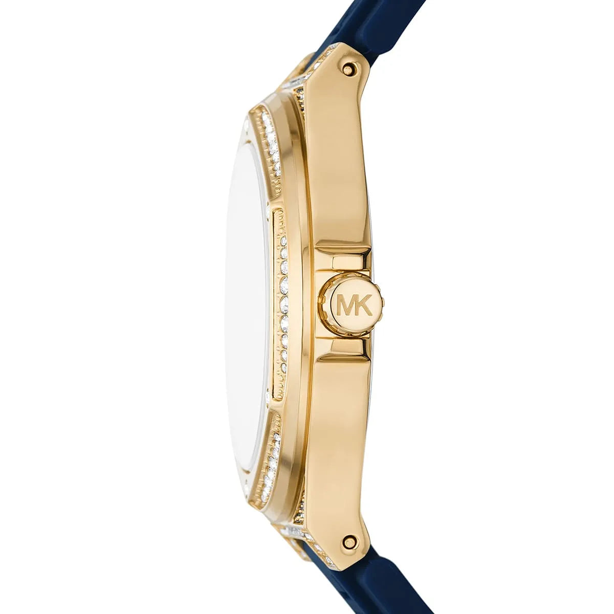 Michael Kors Oversized Lennox Pavé Gold-Tone and Blue Silicone Women's Watch - MK7333