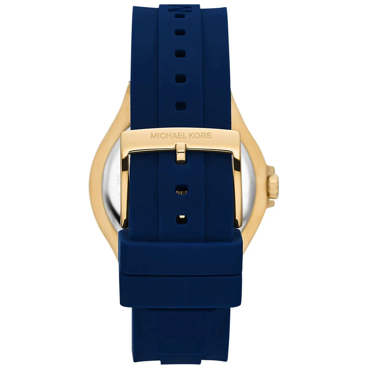 Michael Kors Oversized Lennox Pavé Gold-Tone and Blue Silicone Women's Watch - MK7333
