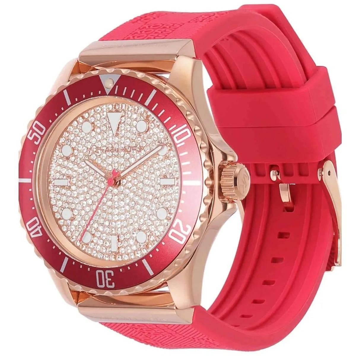 Michael Kors Everest Crystal-set Dial Pink Silicone Women's Watch - MK7359