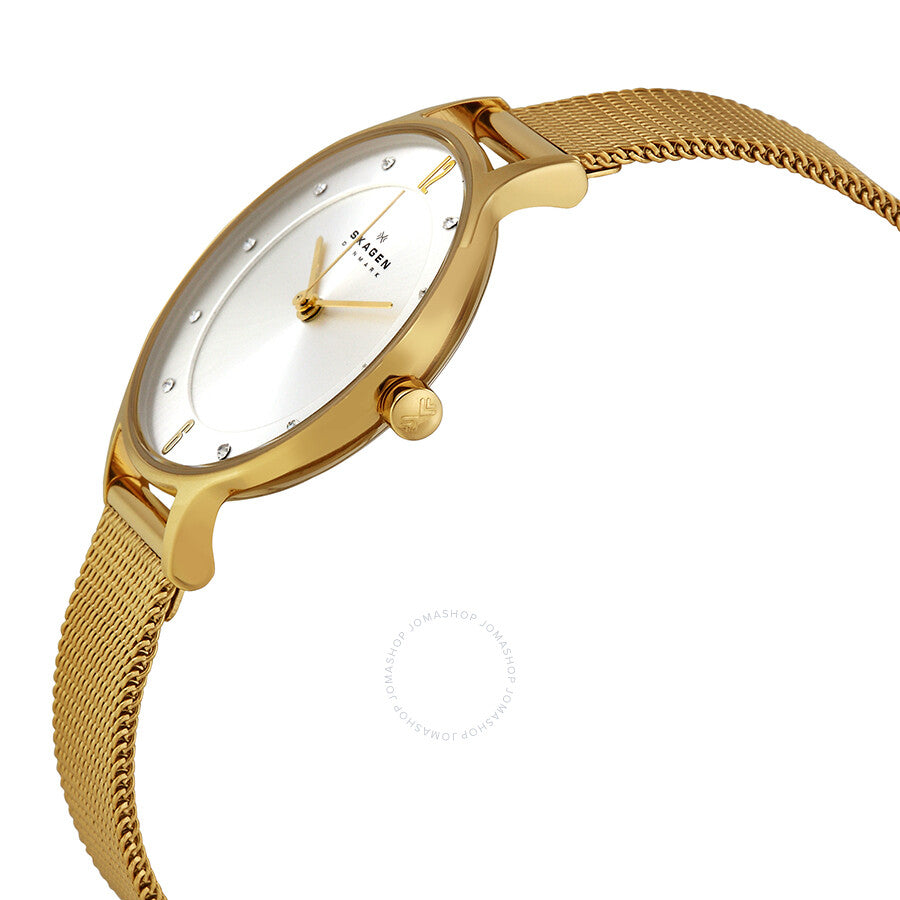 Skagen Anite Silver Dial Gold-tone Mesh Ladies Watch SKW2150 - Dawson Watches #2