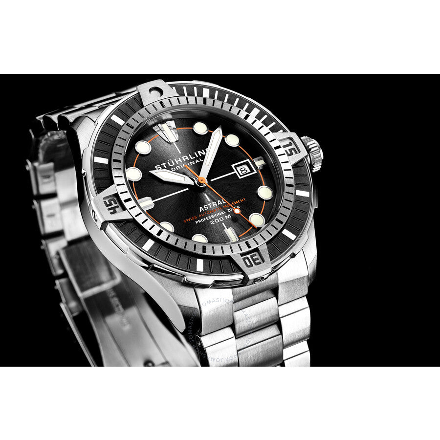 Stuhrling Original Aquadiver Automatic Black Dial Men's Watch M16748#M16748 - Dawson Watches #7