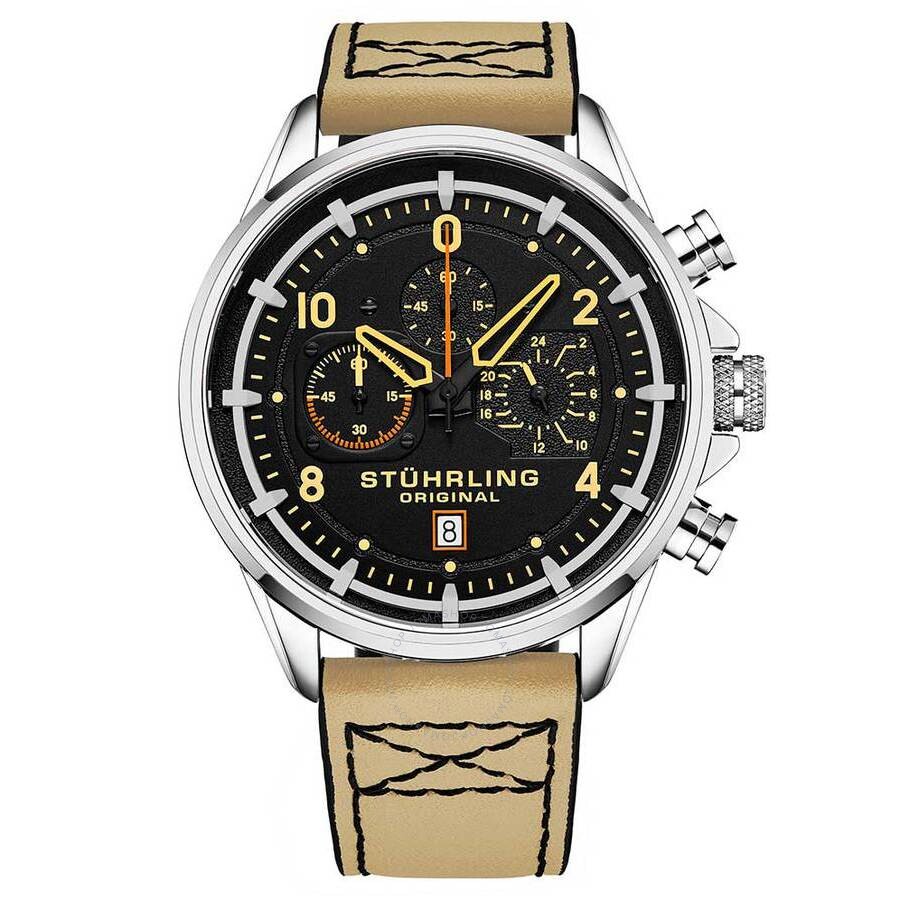Stuhrling Original Aviator Black Dial Men's Watch M15552 - Dawson Watches