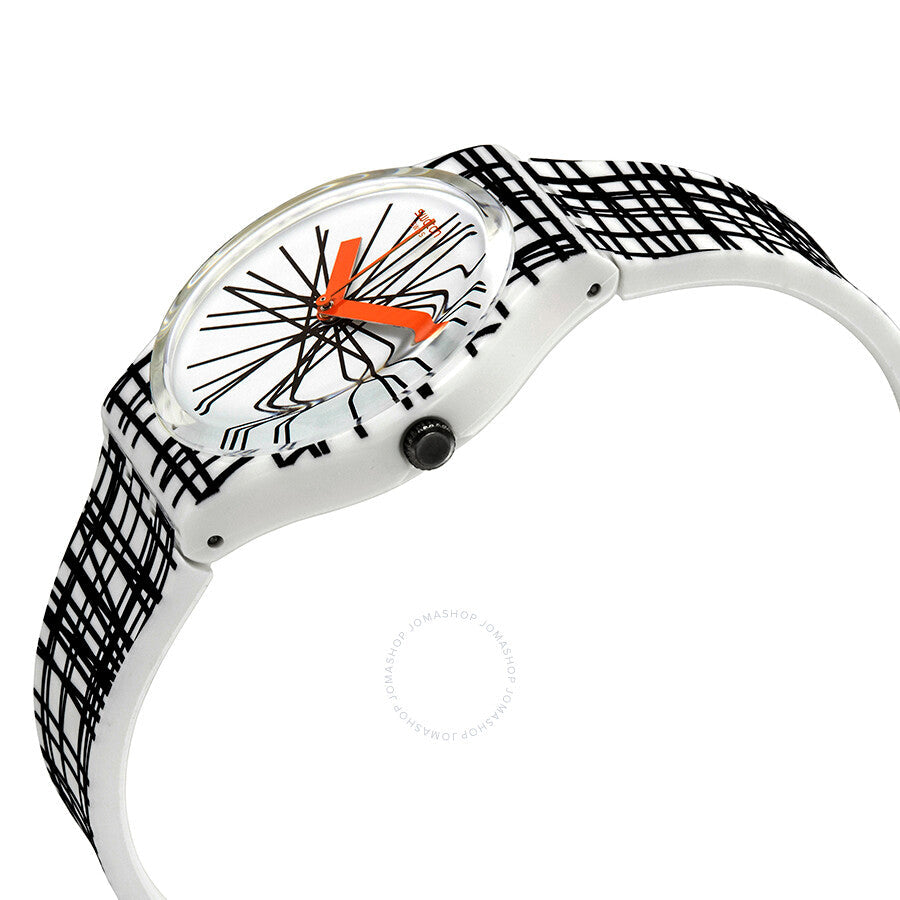 Swatch Lace Me White Dial White and Black Silicone Ladies Watch GW183 - Dawson Watches #2