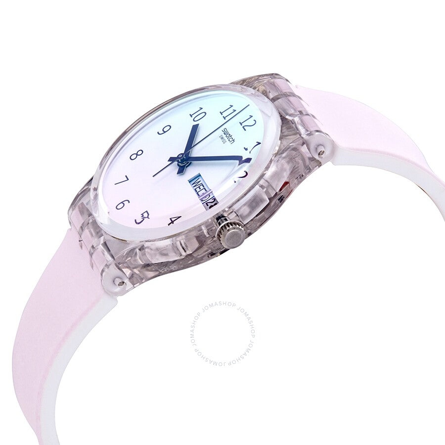 Swatch Ultrarose Quartz Ombre Dial White Pink Silicone Ladies Watch GE714 - Dawson Watches #2