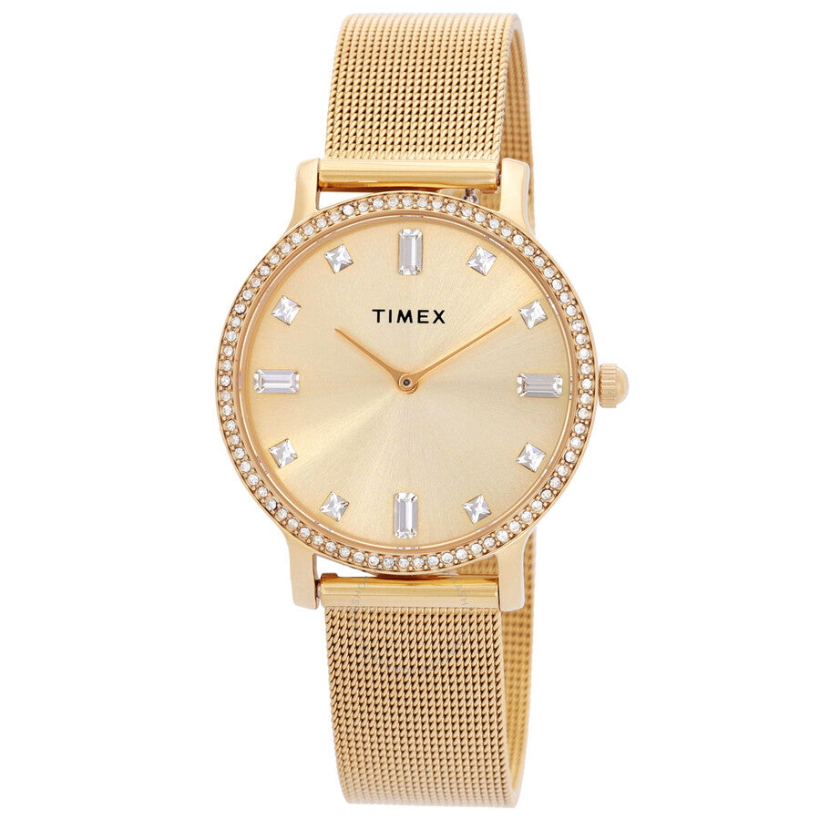 Timex Transcend Quartz Crystal Gold Dial Ladies Watch TW2W19300 - Dawson Watches