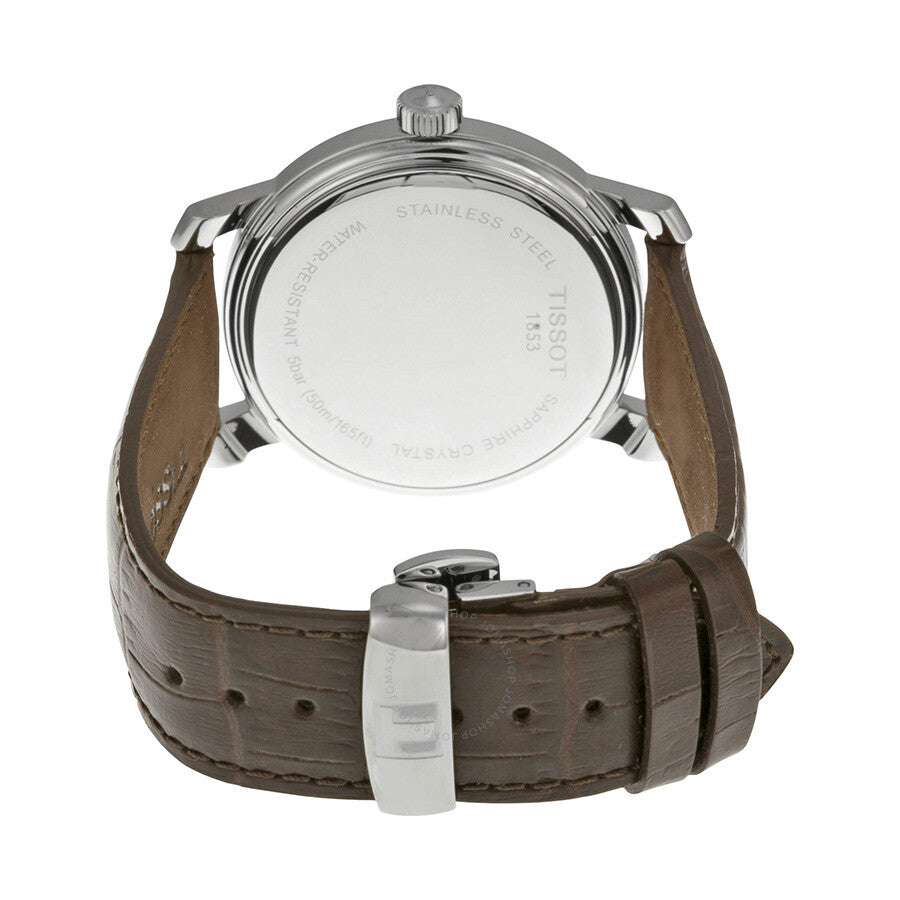Tissot Bridgeport Quartz Silver Dial Brown Leather Men's Watch T0974101603800 - Dawson Watches #3